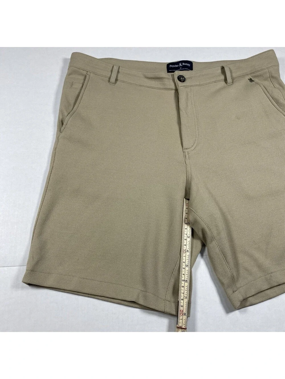 Psycho Bunny Men's Golf Shorts Size 36 Khaki Beige Stretch Flat Front